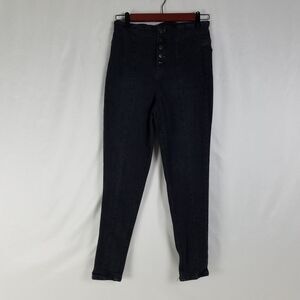 No Boundaries Jeans Juniors 9 Black High Rise Womens Skinny Leg Button Fly Denim